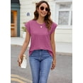 thumbnail image 2 of Mengpipi Womens Tops Textured Cap Sleeve Lightweight Casual Knit Shirts S-XXL, 2 of 5