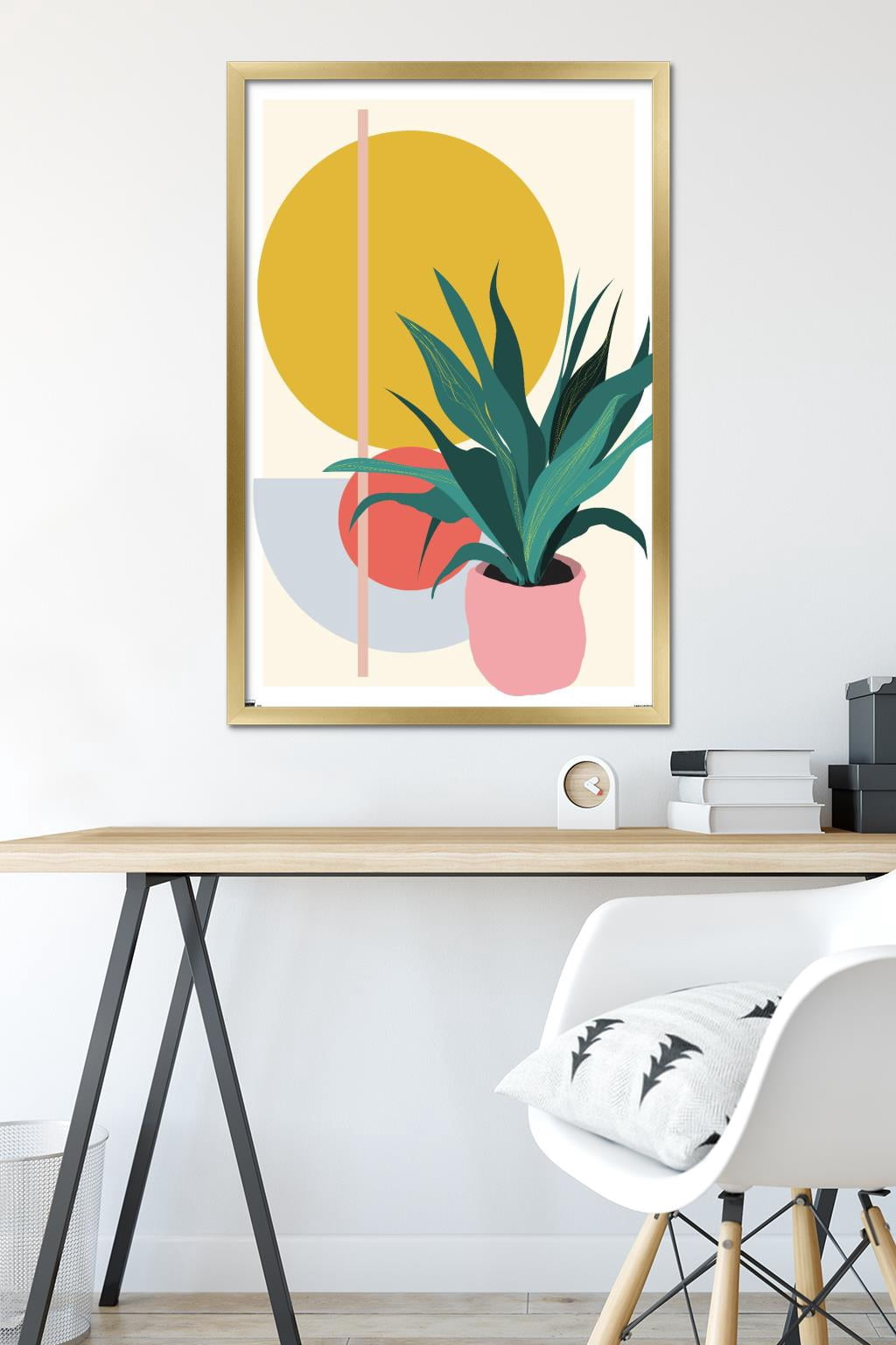 Abstract Potted Plant Wall Poster, 22.375" x 34" Framed