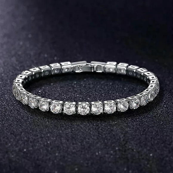 Luxury Hiphop Iced Out 4mm Cubic Zirconia Crystal Tennis Bracelets for Women Men Gold Color Silver Color Bracelet Chain Jewelry
