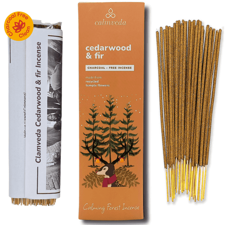 Balsam Cedar Incense Sticks - (80 Sticks) Charcoal Free, Made from Upcycled Flowers