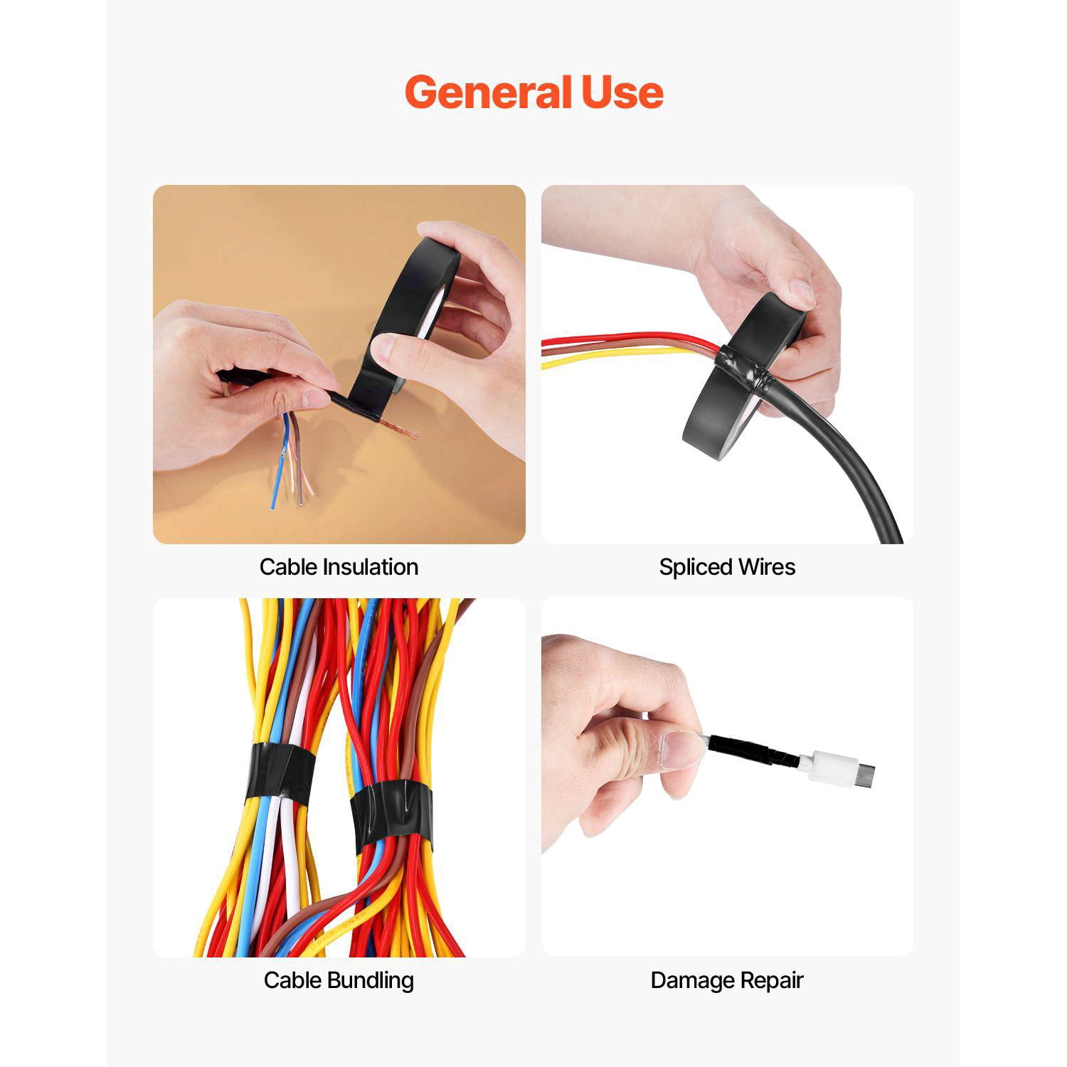 600V Electrical Tape 10 Rolls 3/4 in x 66 ft PVC Insulating Wire Flame Retardant Waterproof Weather Resistant for Electrical Equipment Black