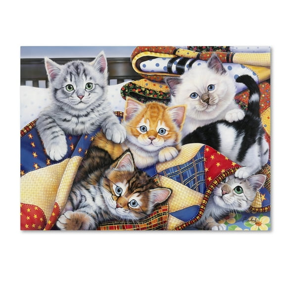 Trademark Fine Art 'Cozy Kittens' Canvas Art by Jenny Newland