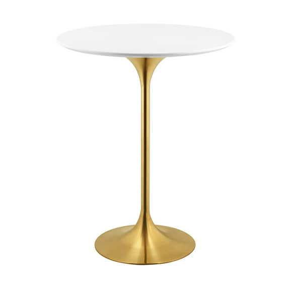 Modern Deco Contemporary Urban Design Bar Pub and Dining Kitchen Bar Table, Metal Steel Wood, Gold White