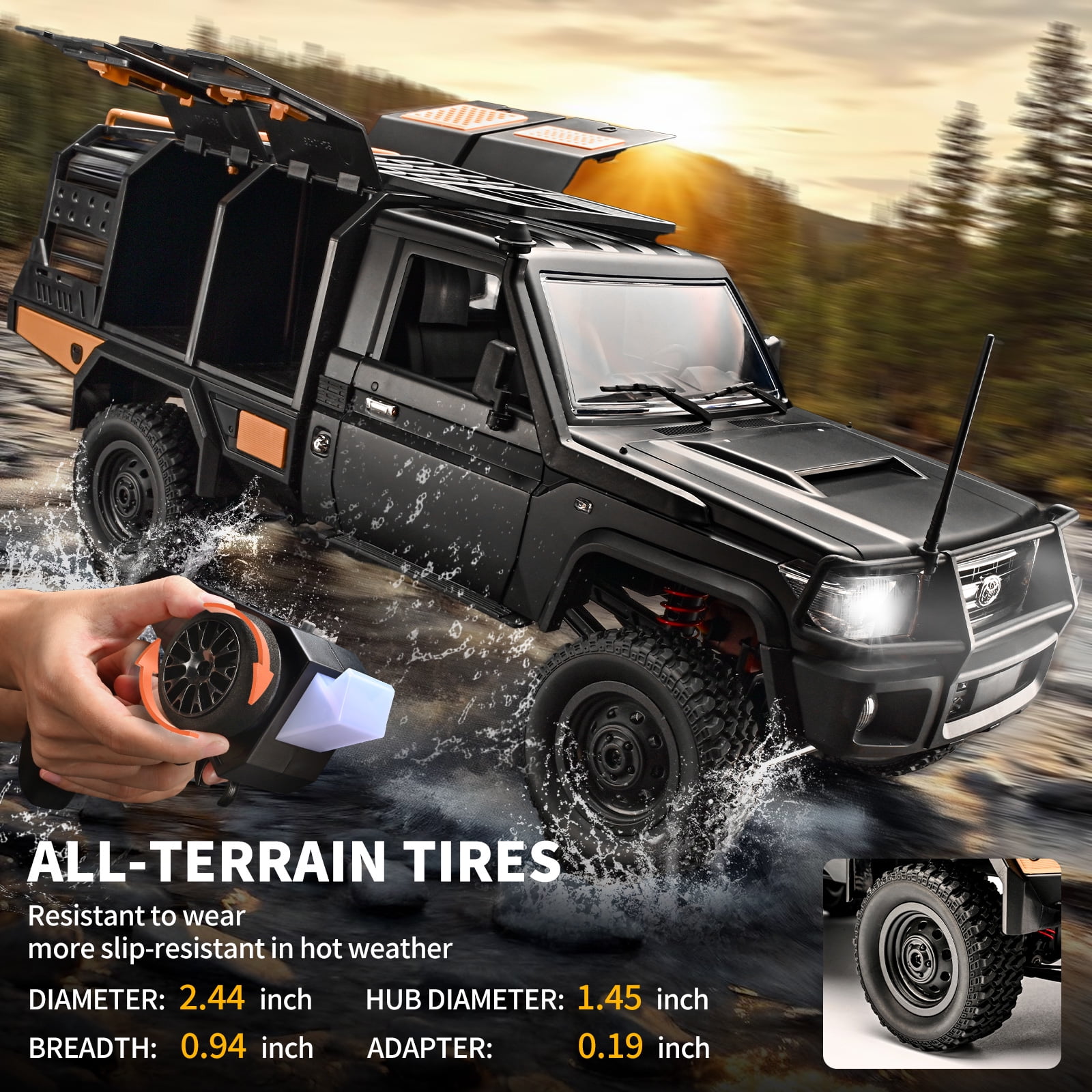 Anmyjuly MN82S 1/12 Scale Toyota RC Rock Crawler Truck - 2.4GHz 4WD, 2-Speed, Off-Road with 3 Upgraded 1200mAh Batteries & Gift