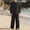 Suit-537Black, variant on Gamivast Men's 2 Piece Lounge Set Long Sleeve Pleated Front Henley Shirt and Loose Fit Wide Leg Pants Breathable Soft Cotton Linen Blend Casual Outfit Set