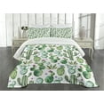 thumbnail image 3 of Ambesonne Cartoon Quilted Bedspread Set 3 Pcs, Mexican Cactus Plants, Queen Size, Lime Green Pale Pink, 3 of 5