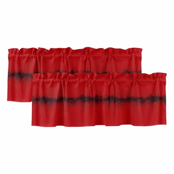 2 Pack Valances for Windows, Red Black Ombre Window Valances for Living Room/Bedroom/Bathroom, Modern Abstract Art Light Filtering Kitchen Curtain Valance Window Treatment 42"W x12" L