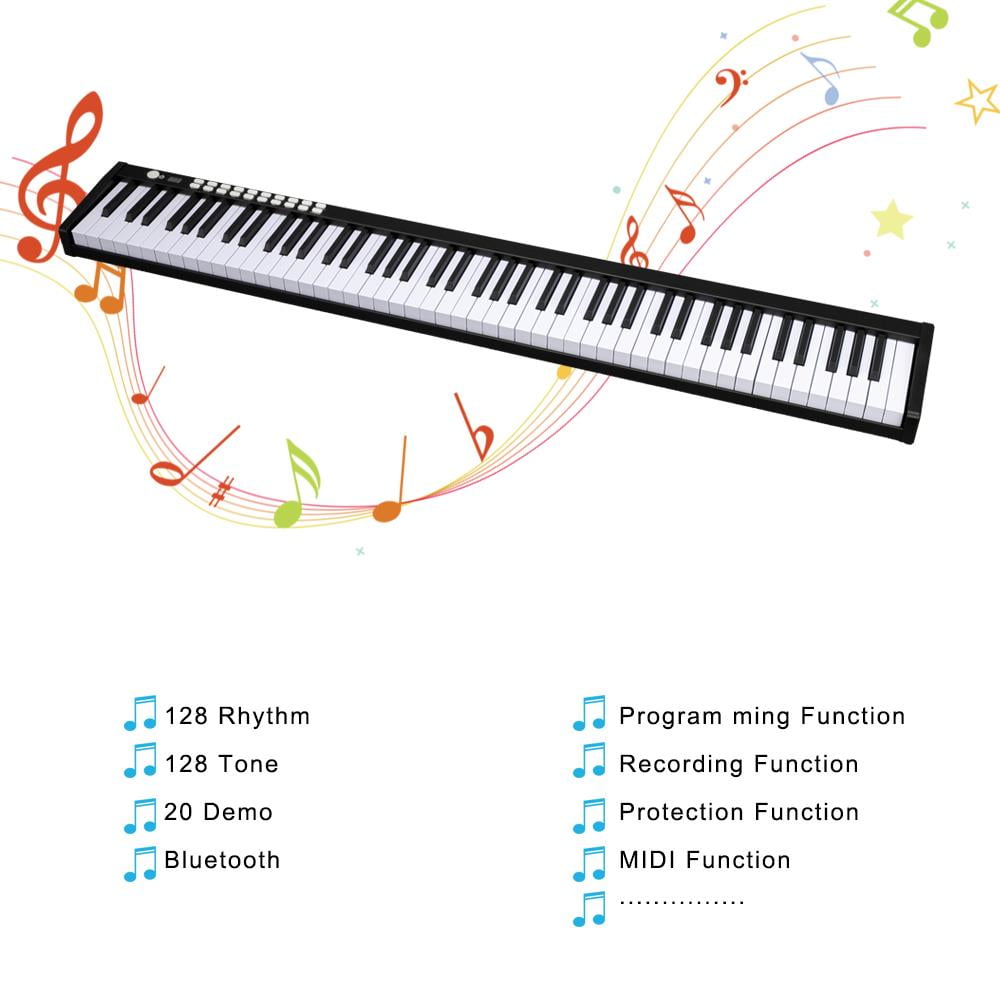 Glarry 88Key Portable Electronic Piano, Bluetooth and Voice Function