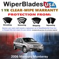 thumbnail image 2 of 2006 Mercury Monterey Beam Wiper Blades Wipers w/1yr Warranty (Set of 3) w/Rear Wiper (WiperBladesUSA), 2 of 5