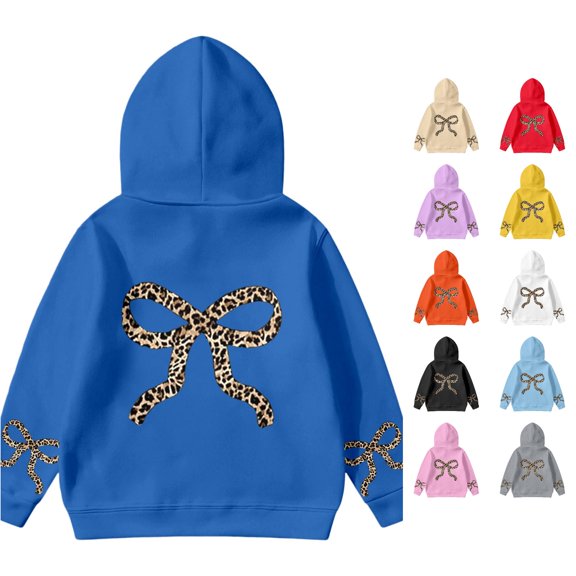 Vrotazzy Girls Long Sleeve Print Hooded Sweatshirt Loose Fit Pullover Top Casual Wear