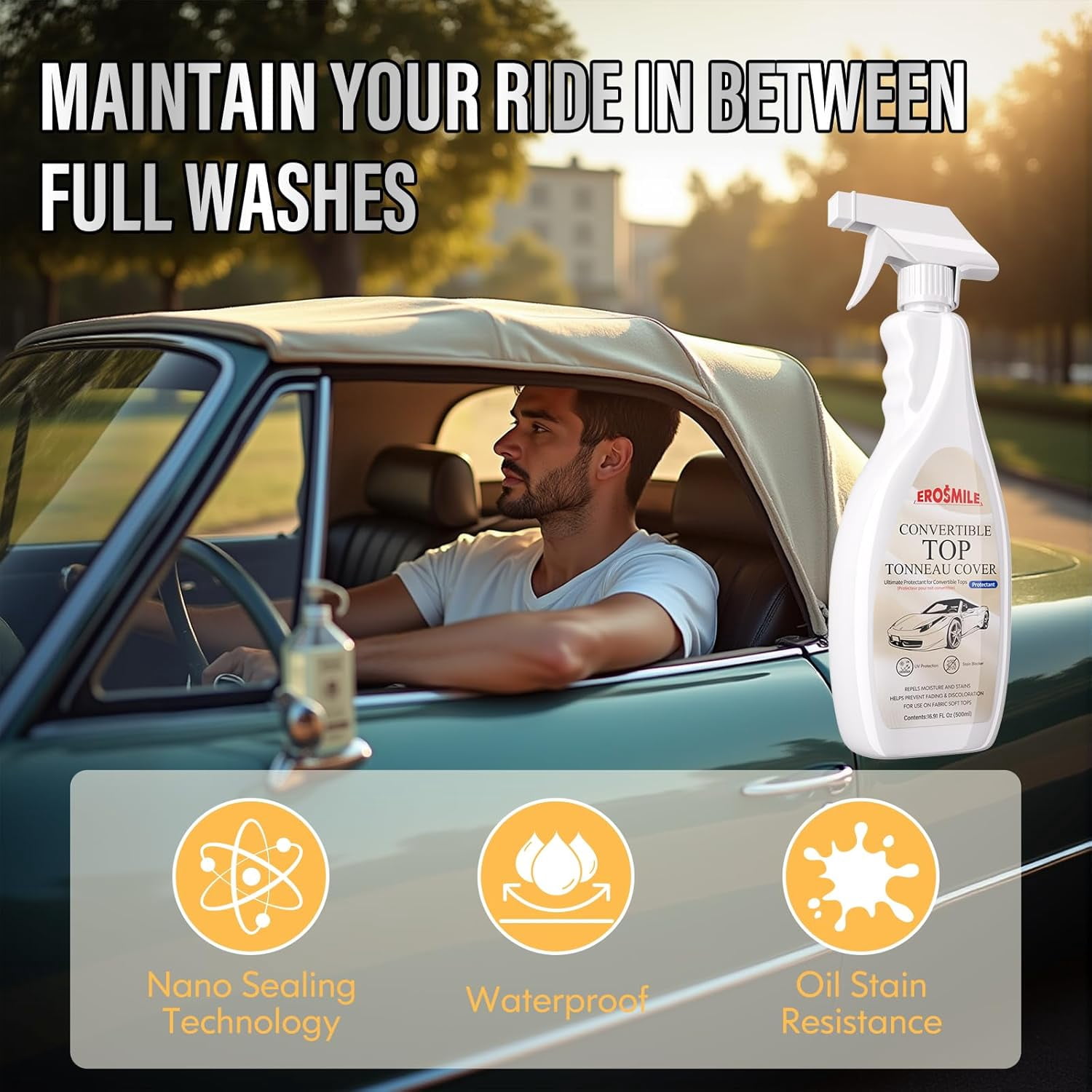 Convertible Top Cleaner and Protectant Kit Use for Cleaning And Protecting The Automotive Soft Tops of Fabric Construction.Deep-Penetrating Cleaning,Preventing Cracks, 2 Pack,Total 32 oz