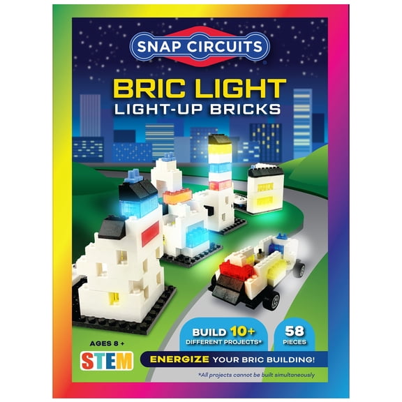 Snap Circuits: BRIC Light - 3D Building & Electric Circuit Kit, Light-Up Bricks Construction, DIY 10  Projects, Snap Assembly, STEM Play Toy, Kids 8 
