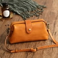 thumbnail image 6 of FitBest New Leather Small Mouth Gold Satchel Single Shoulder Messenger Bag, 6 of 7