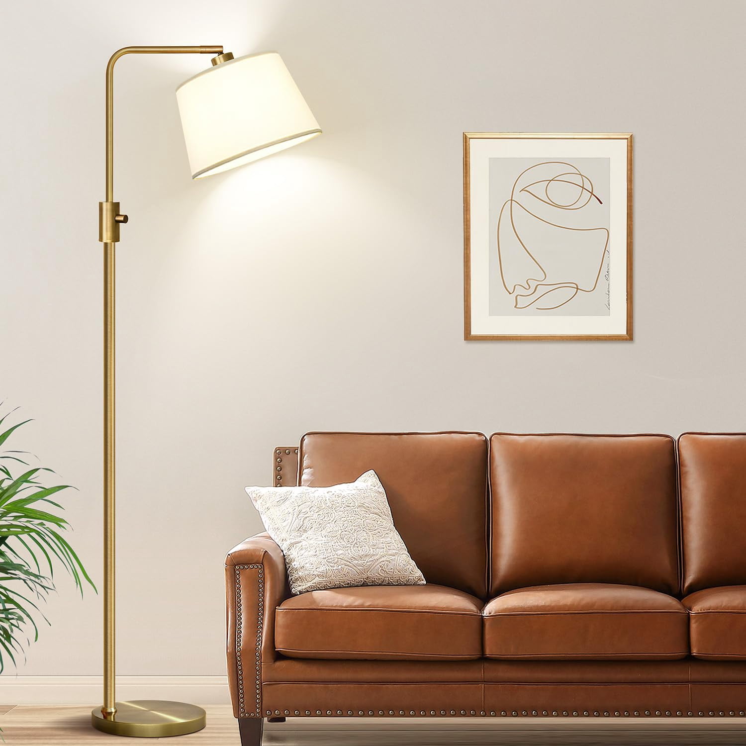 Dimmable Floor Lamp, 1000 Lumens LED Edison Bulb Included, Arc Floor Lamps for Living Room Modern Standing Lamp with Linen Shade, Tall Lamp for Bedroom Office Dining Room- Black