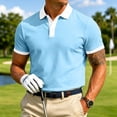 thumbnail image 2 of Hearthz S-5XL Men Polo Shirts Soft Breathable Contrast Collar Shirts for Men Short Sleeve Regular Fit Big and Tall Golf Polos for Men Sky Blue XXL, 2 of 8