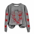 thumbnail image 2 of TIMIFIS Chandail en Molleton Halloween Femmes Horreur Rouge Graphique Chandails en Molleton en Polaire Halloween Col Rond Manches Longues Chandail Tops, 2 of 3
