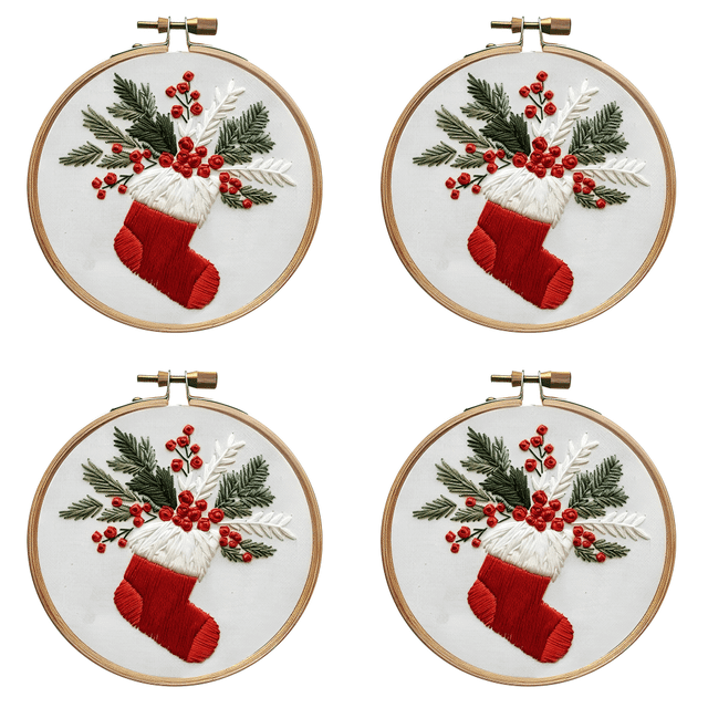 Kit Iniciación Bordado Navideño Juego Punto Cruz para Principiantes (medias)