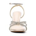 thumbnail image 3 of BURUDANI Women's Double Bowknots Crystal Sandals Clear Slingback Heels Square Toe, 3 of 9