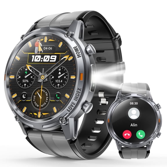 Rugged Smart Watch for Men - Fitness Tracker with Sleep Monitor, Pedometer, 100 Sport Modes, Waterproof, Flashlight & Compass, Ideal Gifts for Hiking Camping Valentine's Day