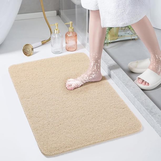Tapete para Regadera Antiderrapante, Tapete para Baño, Tapete de Ducha PVC Loofah, Alfombrilla Antideslizante para habitación Absorbente (Beige)