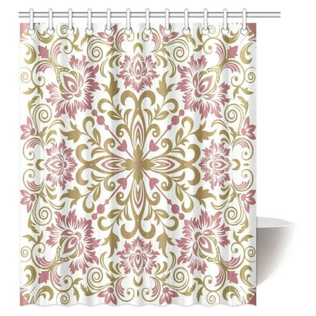 Simple Bathroom Decor MYPOP Damask Decor Collection, Paisley Pattern Flourish Illustration Modern Simple Monochrome Fashionable Art Bathroom Shower Curtain Set with Hooks, 60 X 72 Inches ()