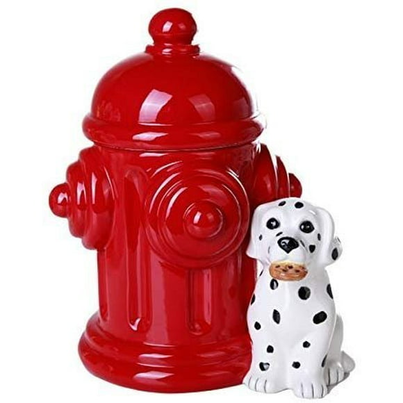 Pacific Giftware Firehouse Dalmatians and Fire Hydrant Ceramic Cookie Jar Kitchen Counter Decor 8.5 Inch Tall