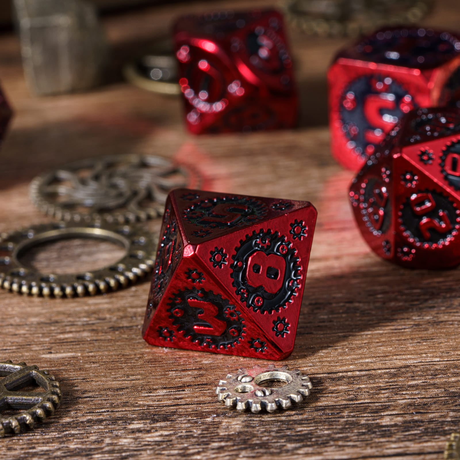 Cusdie 7-Die Metal DND Dice Set, Mechanical Gear Metal Polyhedral D&D Dice Set for DND Dungeons and Dragons TTRPG Role Playing Games