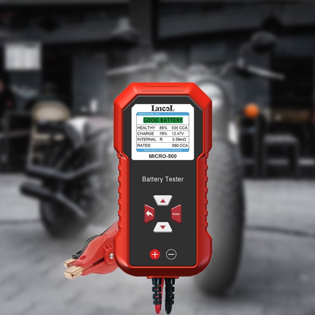 Probador De Batería Probador de capacidad de batería de 12V y 24V, pantalla LCD almacenada como código QR para motocicleta de coche