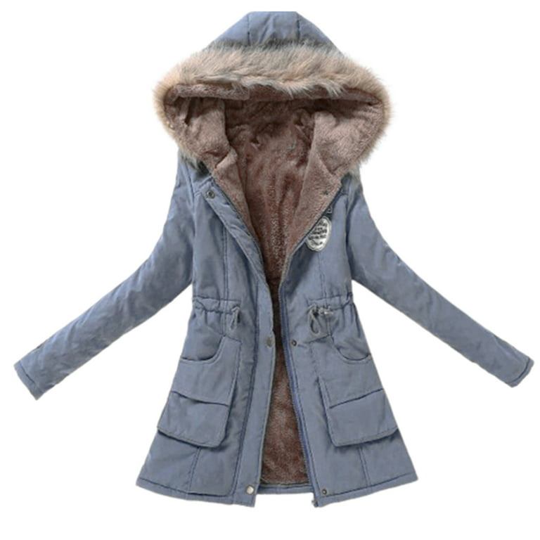 Liveday Women's Winter Jackets Plush Lined Mid-Length Coat with