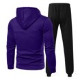 thumbnail image 5 of Men's Winter 2-Piece Set, Solid Color Long Sleeve Hooded Drawstring Sweatshirt and Sweatpants, Casual Lounge Wear For Cold Weather Comfort,Purple,M, 5 of 5