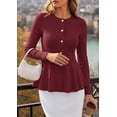 thumbnail image 3 of PRETTYGARDEN Women's Fall Lightweight Cardigan Sweaters | Long Sleeve Peplum Tops, Button Up, Slim Fitted, Flared Hem, Soft Ribbed Knit, Business Casual Outfits, Winter Trendy Clothes, 3 of 9