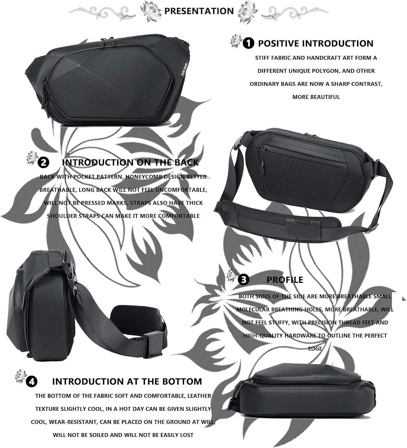 FSD.WG Men's Multifunctional Sling Bag - Waterproof Large Capacity Chest Bag for Travel & Commute