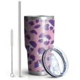 thumbnail image 2 of 30oz Pink and Purple Of Leopard Print Tumblers Stainless Steel Tumbler with Lid and Straw,Vacuum Insulated Double Wall Travel Tumbler Cups Mug with Cleaning Brush for Coffee,Tea, 2 of 7