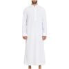 thumbnail image 6 of Taylonsss Men's Casual Solid Ethnic Style Button Muslim Robe Long Sleeved Standing Neck Tops, 6 of 6