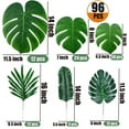 thumbnail image 3 of 96 Pack Palm Leaves Artificial Tropical Monsteras Faux Palm Fronds Monstera Stems Luau Hawaiian Party (Green), 3 of 5