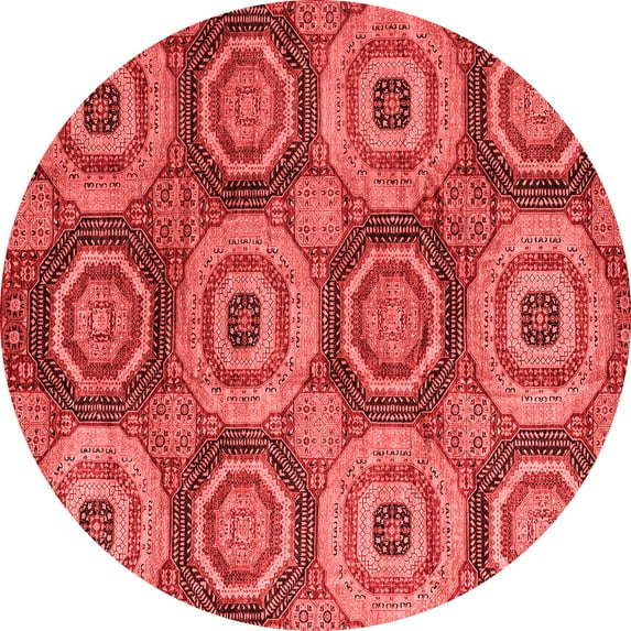 Ahgly Company Machine Washable Indoor Round Oriental Red Modern Area Rugs, 5' Round