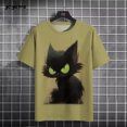 thumbnail image 1 of T-Shirt Drôle pour Hommes, Imprimé Chat Animal Mignon, Manches Courtes, Mode, Col Rond, Respirant, Été, Grande Taille, 1 of 5