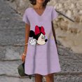 thumbnail image 5 of Vestido sexy de manga corta con escote en V y estampado negro puro de Mickey Mouse de Disney 2024, vestido largo informal versátil y sexy para mujer, 5 of 5