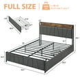 thumbnail image 2 of Bed Frame with 2 Storage Drawers and Charging Station, Rustic Linen Upholstered Platform Bedframe with Storage Headboard, Heavy Duty, Easy to Assemble, No Box Spring Needed, Gray, 2 of 9