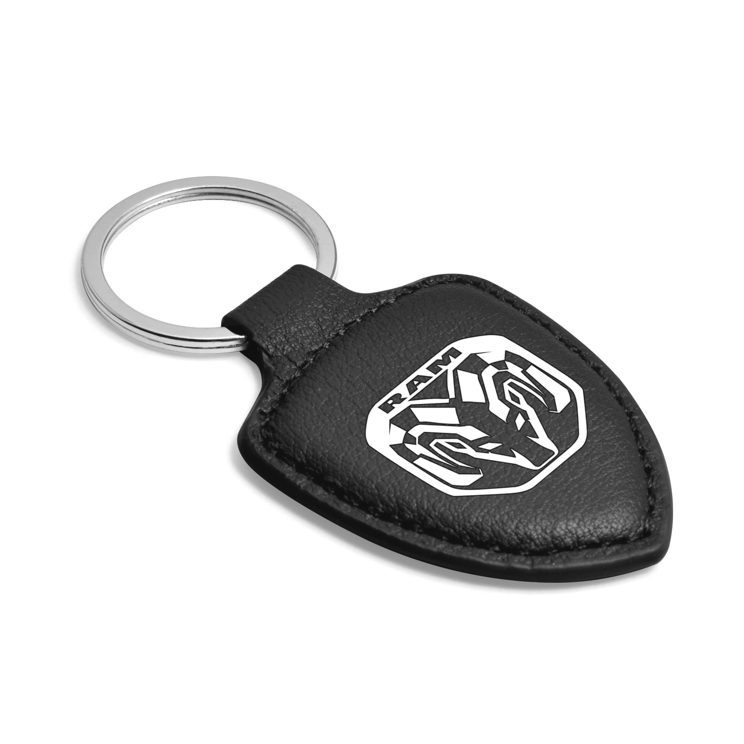 iPick Image for RAM New Logo 2019 up Soft Real Black Leather Shield-Style Key Chain, Official Licensed
