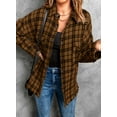 thumbnail image 6 of Asyoly Shacket Jacket For Women Plaid Long Sleeve Button Down Distressed Casual Shirt Jacket Boyfriend Style Oversized Coat Loose Outerwear With Pockets, 6 of 7