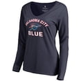 thumbnail image 2 of Women's Navy Oklahoma City Blue Overtime Long Sleeve V-Neck T-Shirt, 2 of 3