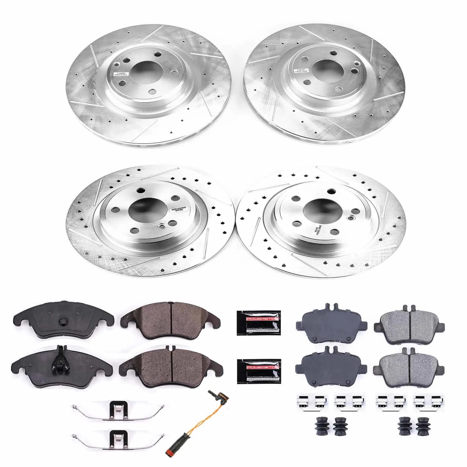 PowerStop Front and Rear Z23 Evolution Sport Carbon-Fiber Ceramic Brake Pad and Drilled & Slotted Rotor Kit Fits: MERCEDES-BENZ Select Models K6891