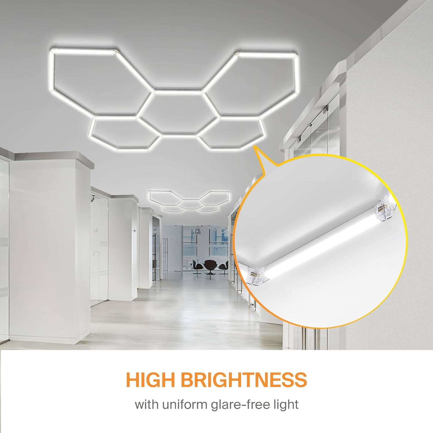 VFM Hexagon LED Garage Light: 25-Pack Updated Bigger Size, 23000LM Super Bright Car Detailing Ceiling LED Shop Light for Warehouse Workshop Gym Basement Car Care Wash Room