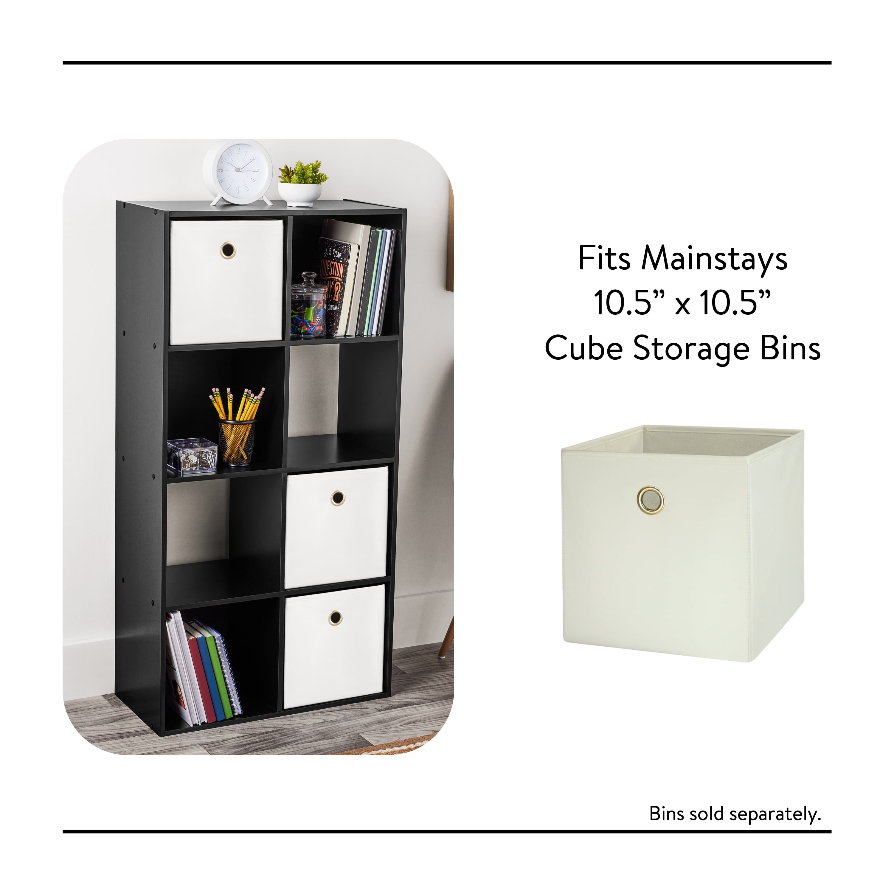 Mainstays 8 Cube Storage Organizer, Black
