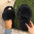 thumbnail image 5 of Fnooota Womens Slide Slippers, Non Slip Open Toe Indoor Comfort Fuzzy Slippers Bedroom Shoes Black Size 6.5-7, 5 of 7