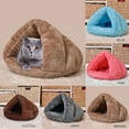 thumbnail image 4 of KelaJuan Pet Plush Nest Triangle Shape Solid Color Soft Comfortable Warm Dog Cat Sleeping Bed, 4 of 6