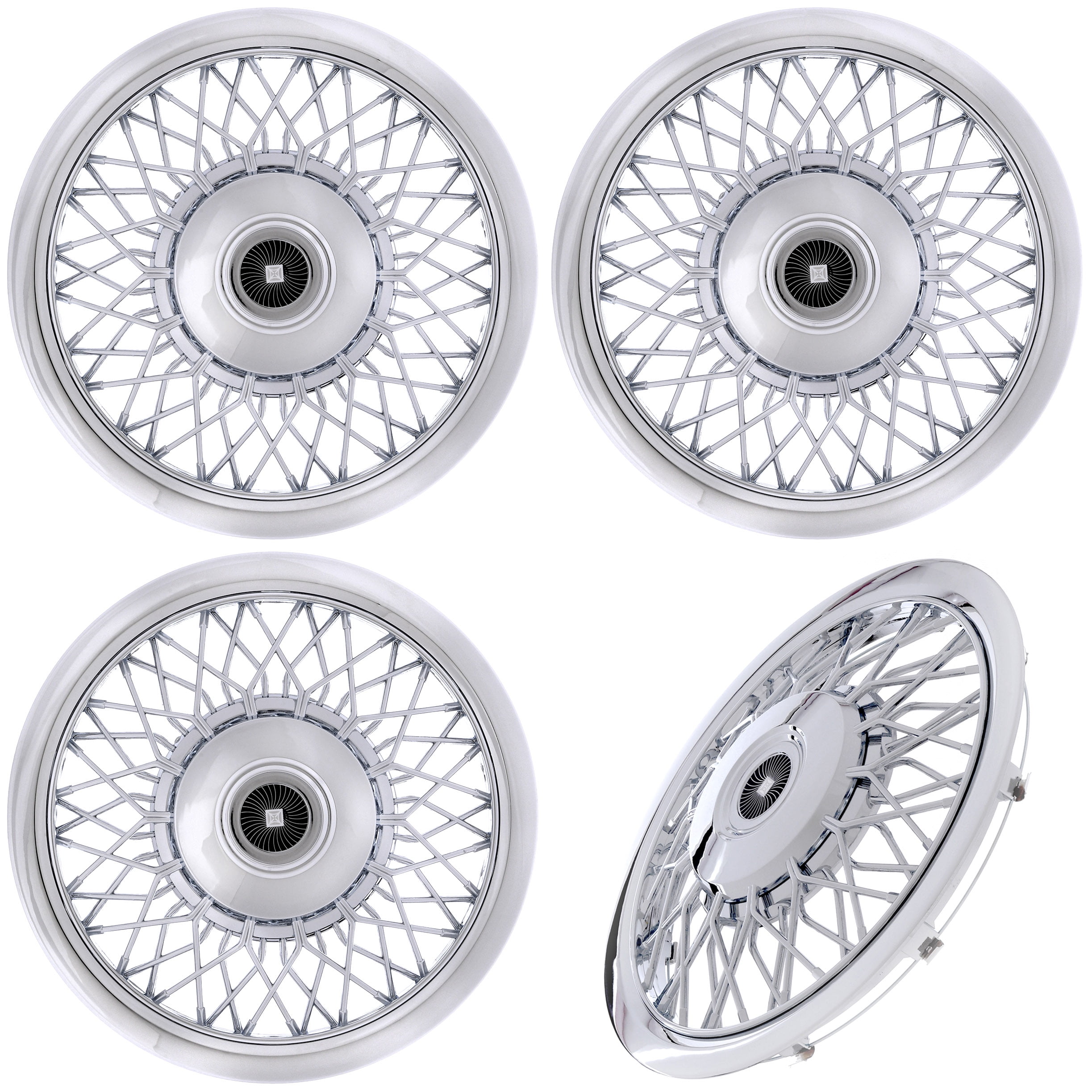 wazig bijkeuken Verlenen CoverTrend Set of (4) Piece 15" inch CHROME WIRE SPOKE Classic Hub Caps  Wheel Covers Caps, Universal fit for 15 inch Steel Wheels - Walmart.com