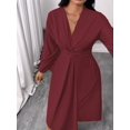 thumbnail image 4 of Wedding Guests Dresses Women Formal Maxi Dress Plus Size Twist Front V-Neck Wrap Cocktail Dress Evening Party Red XL, 4 of 8