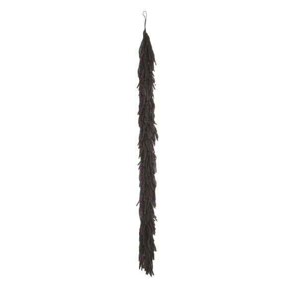 5.9ft Black Norfolk Pine Garland - Realistic Artificial Halloween & Christmas Garland for Front Door, Mantle, Fireplace Decor - PE Cedar Hanging Vines for Wall, Stairs, Fence